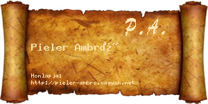 Pieler Ambró névjegykártya